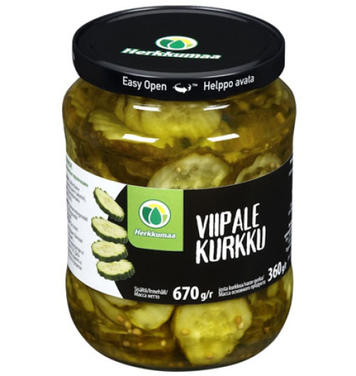 Herkkumaa Огурцы нарезанные 670 г / 360 г 