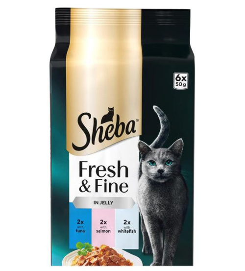 Sheba Fresh&Fine Рыбное ассорти в желе, 6 пакетов по 50 г