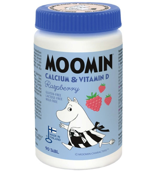 Жевательные таблетки Moomin с кальцием и витамином D со вкусом малины, 90 шт., пищевая добавка 