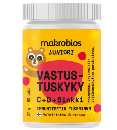 Macrobios Junior Комплекс для Иммунитета C+D+Цинк 60 табл. Малина