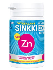 Vitabalans &#1062;&#1080;&#1085;&#1082; Zn &#1089;&#1086; &#1074;&#1082;&#1091;&#1089;&#1086;&#1084; &#1082;&#1083;&#1091;&#1073;&#1085;&#1080;&#1082;&#1080; &#1080; &#1084;&#1072;&#1083;&#1080;&#1085;&#1099; 90 &#1078;&#1077;&#1074;&#1072;&#1090;&#1077;&#1083;&#1100;&#1085;&#1099;&#1093; &#1090;&#1072;&#1073;&#1083;