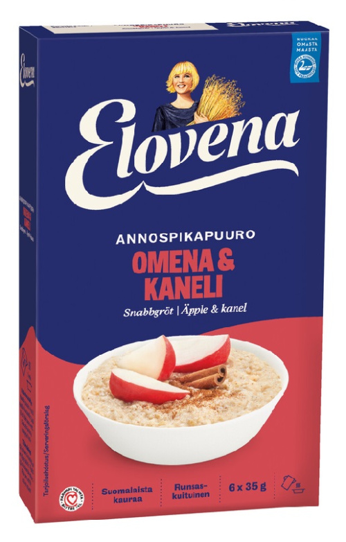 Elovena порционная овсяная каша с яблоком и корицей 6х35гр.