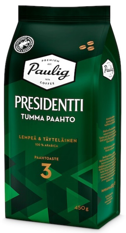 Presidentti Кофе в зернах темной обжарки 450г