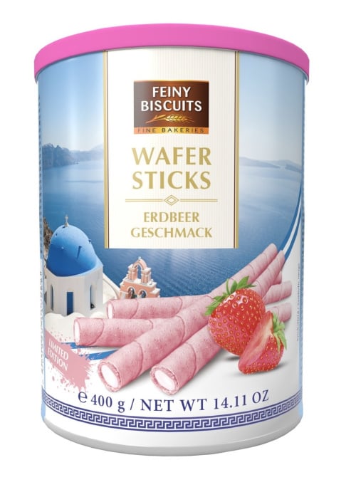 Feiny Biscuits Вафельные рулеты со сливочной начинкой со вкусом клубники 400гр.