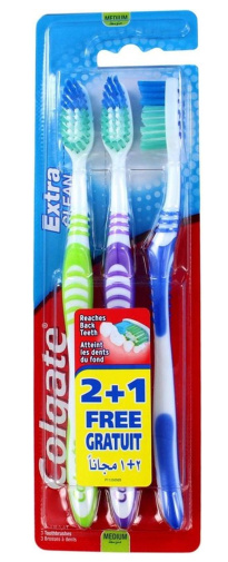 Colgate Extra Clean &#1047;&#1091;&#1073;&#1085;&#1099;&#1077; &#1097;&#1077;&#1090;&#1082;&#1080; 3 &#1091;&#1087;&#1072;&#1082;&#1086;&#1074;&#1082;&#1080; Medium