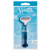 Gillette Venus Smooth &#1046;&#1077;&#1085;&#1089;&#1082;&#1080;&#1081; &#1073;&#1088;&#1080;&#1090;&#1074;&#1077;&#1085;&#1085;&#1099;&#1081; &#1089;&#1090;&#1072;&#1085;&#1086;&#1082;, 3 &#1083;&#1077;&#1079;&#1074;&#1080;&#1103;, &#1087;&#1086;&#1074;&#1090;&#1086;&#1088;&#1103;&#1102;&#1097;&#1080;&#1077; &#1080;&#1079;&#1075;&#1080;&#1073;&#1099; &#1090;&#1077;&#1083;&#1072;, +2 &#1089;&#1084;&#1077;&#1085;&#1085;&#1099;&#1077; &#1082;&#1072;&#1089;&#1089;&#1077;&#1090;&#1099;